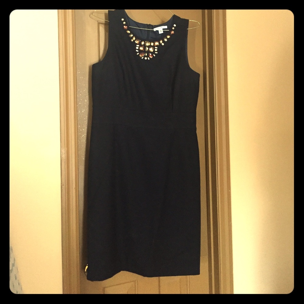 Banana Republic wool black dress w/ gems